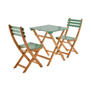 Set tavolo da giardino in legno di acacia con 2 sedie pieghevoli,