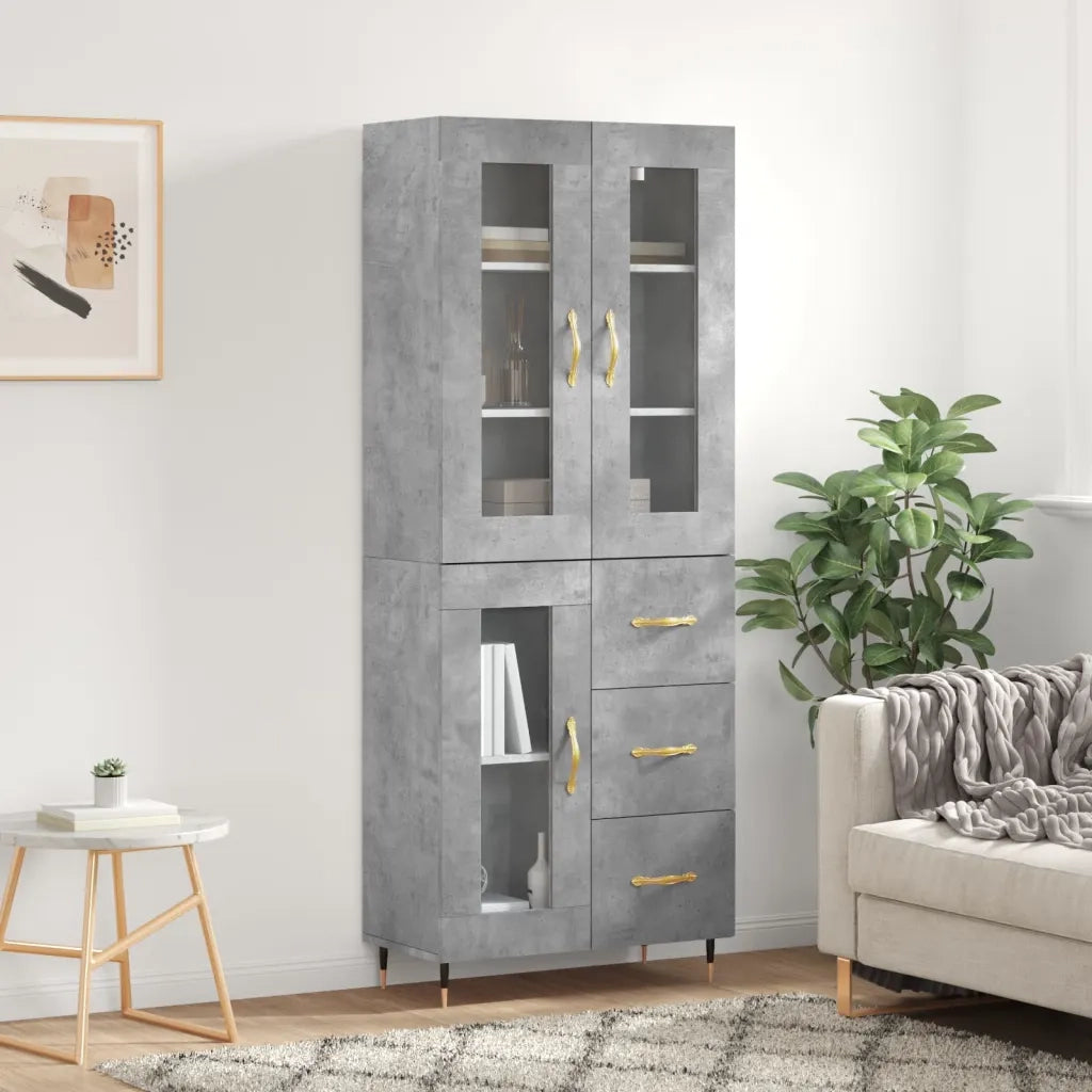 Credenza Grigio Cemento 69,5x34x180 cm in Legno Multistrato 3198581