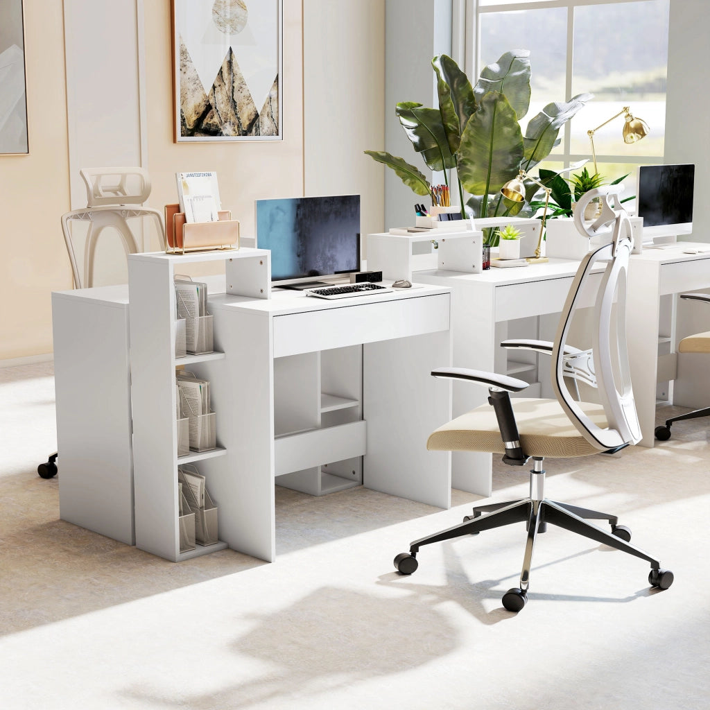 Scrivania PC Moderna con Cassetto e Ripiani Aperti ¨C Minimal ¨C 100x40x90 cm