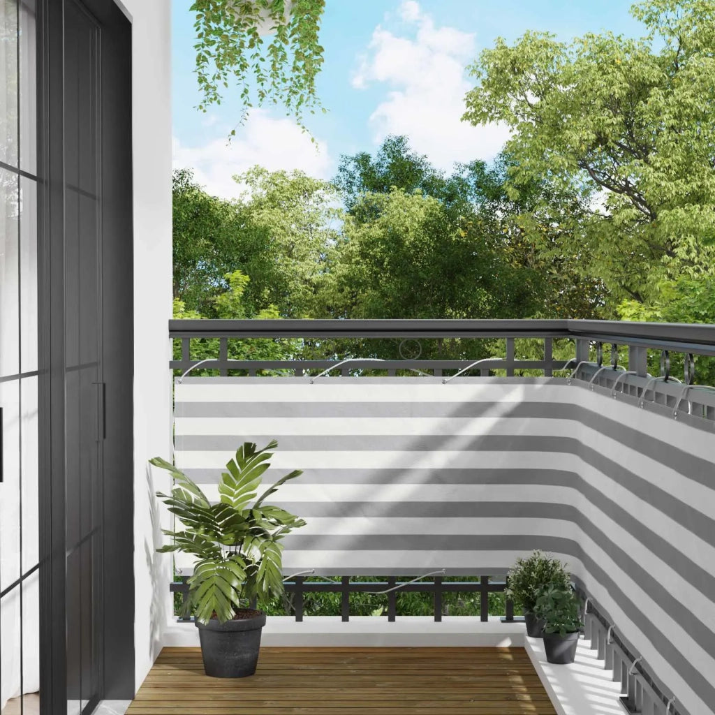 Schermo da balcone-Pannello per balcone Grigio chiaro e bianco 75 x 600 cm