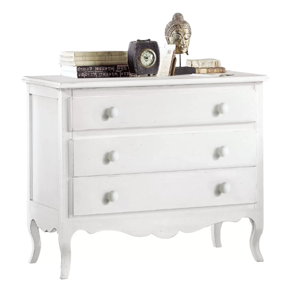 Gruppo 1 cassettiera 2 comodini shabby bianco opaco (1305) (1306) - Mobili 2G