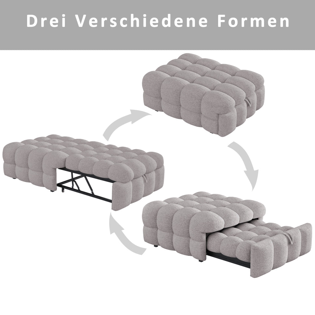 DIVANO LETTO 183 x 76 x 42 cm in Teddy Grigio