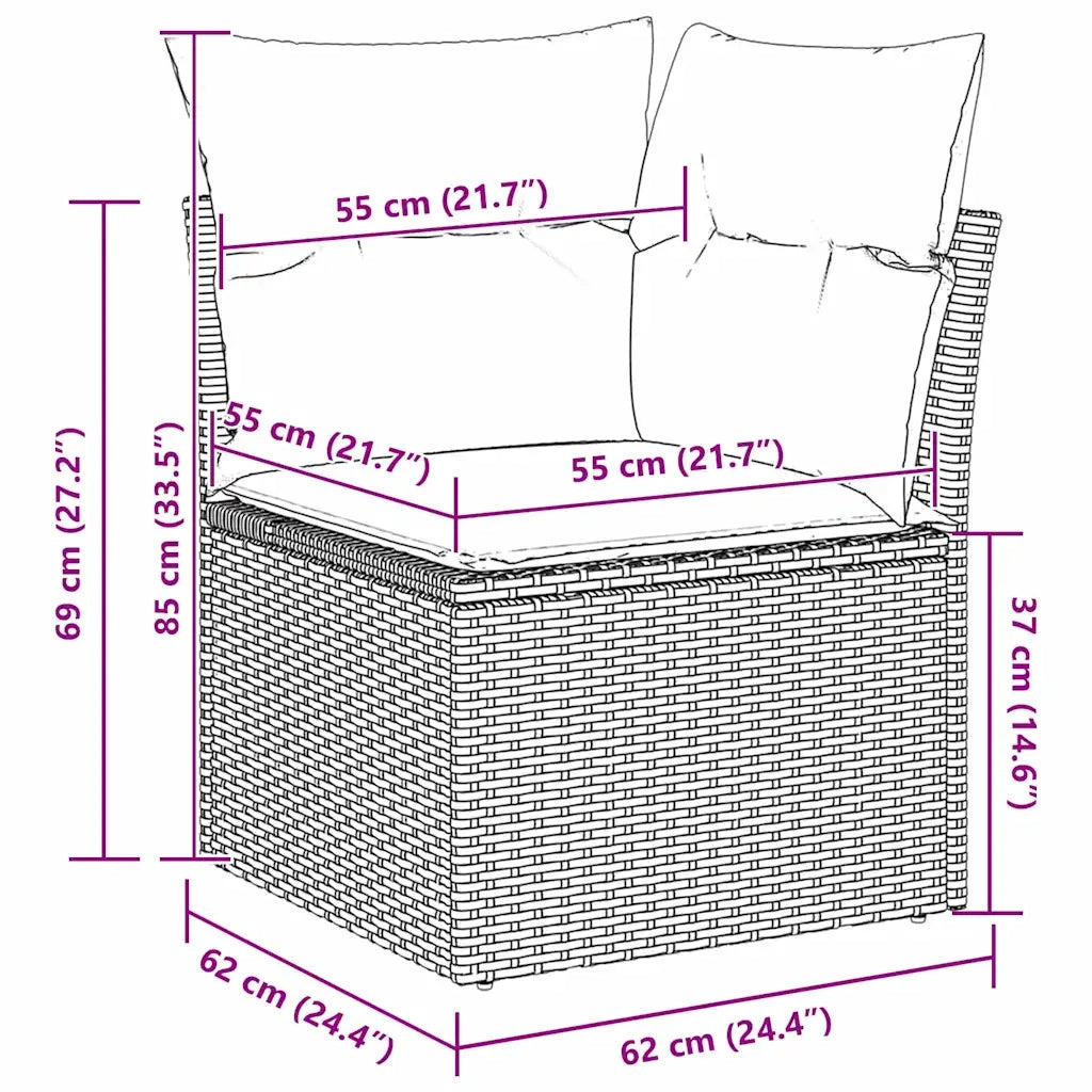 Set di divani con cuscino 10 pcs Nero Rattan in Polipropilene 3346213