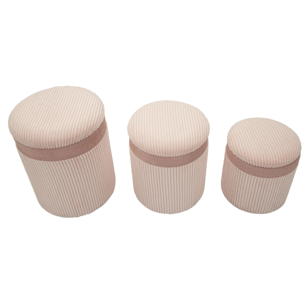 Set di 3 Pouf VKH769, Rosa, MDF, 40,5x40,5x49,5 cm