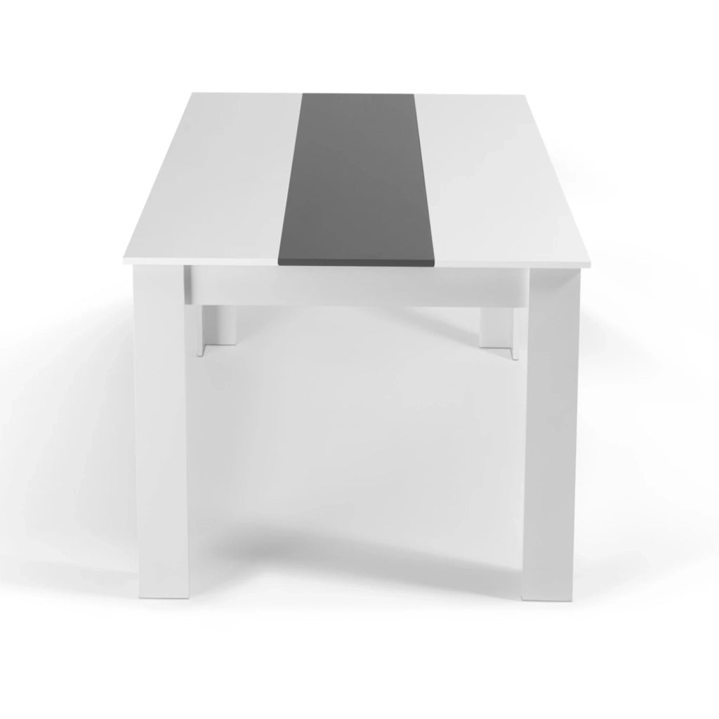IDMarket - GEORGIA Tavolo da pranzo rettangolare bianco e grigio per 8 persone 160 x 80 cm