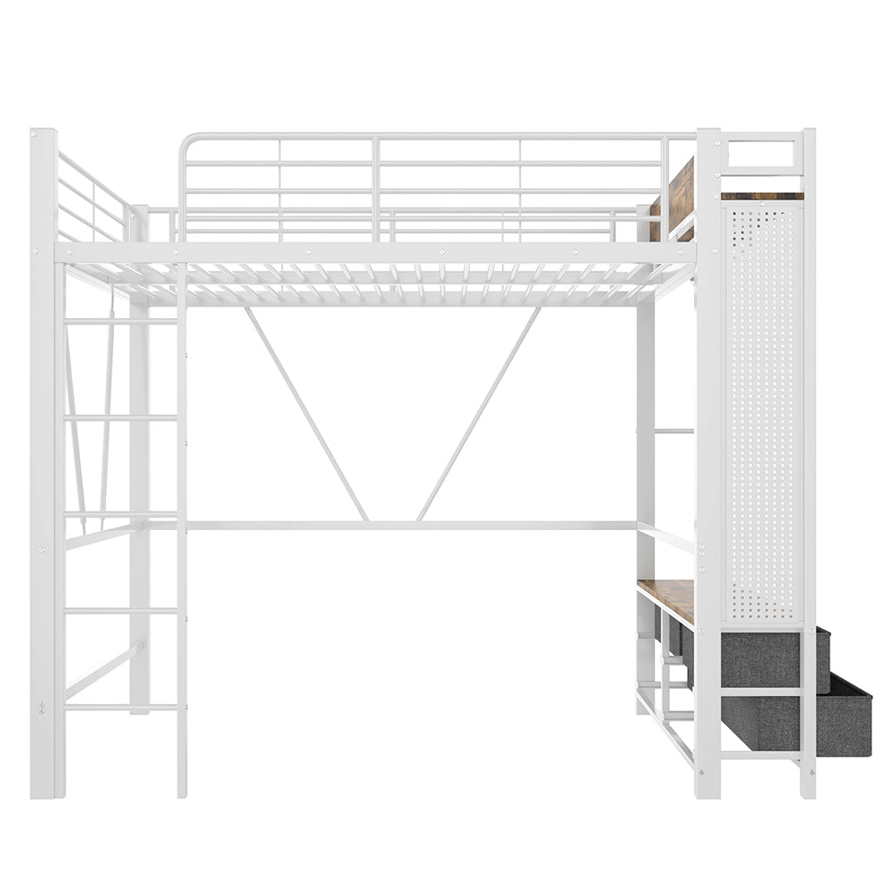Letto a soppalco - Xylo - 90x200 cm 4 cassetti USB bianco