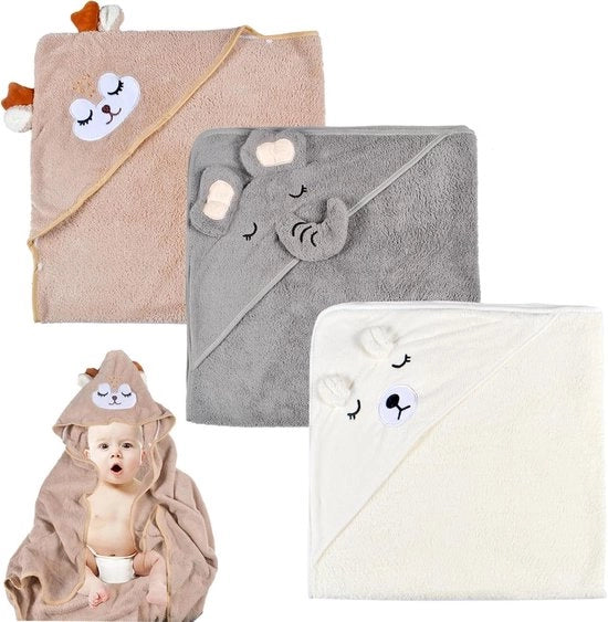 Set di 3 asciugamani per bambino con cappuccio