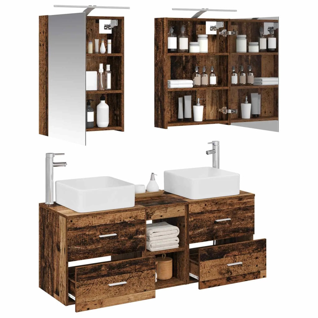 Set di mobili per il bagno 5 pz Legno antico 3406757
