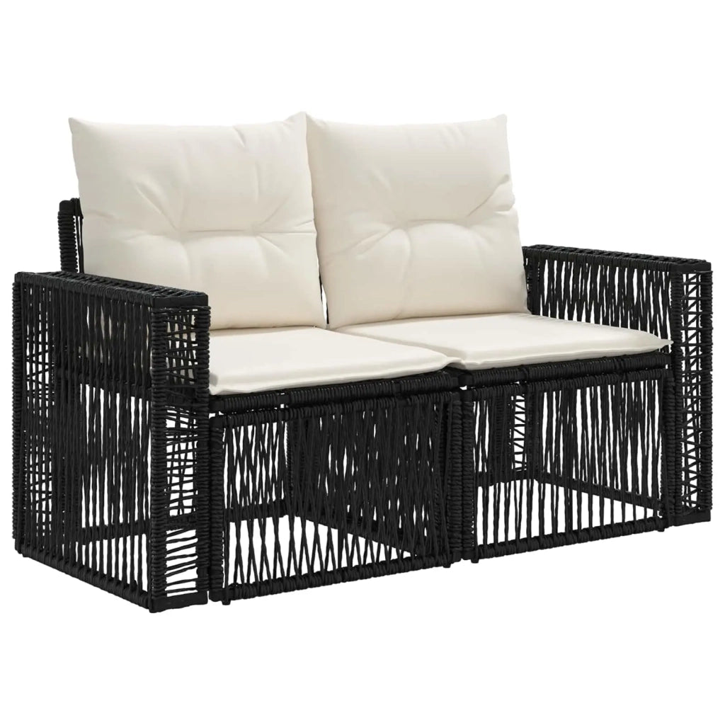 Set Divano da Giardino 4 pz Nero e Bianco Crema polyrattan 3435046