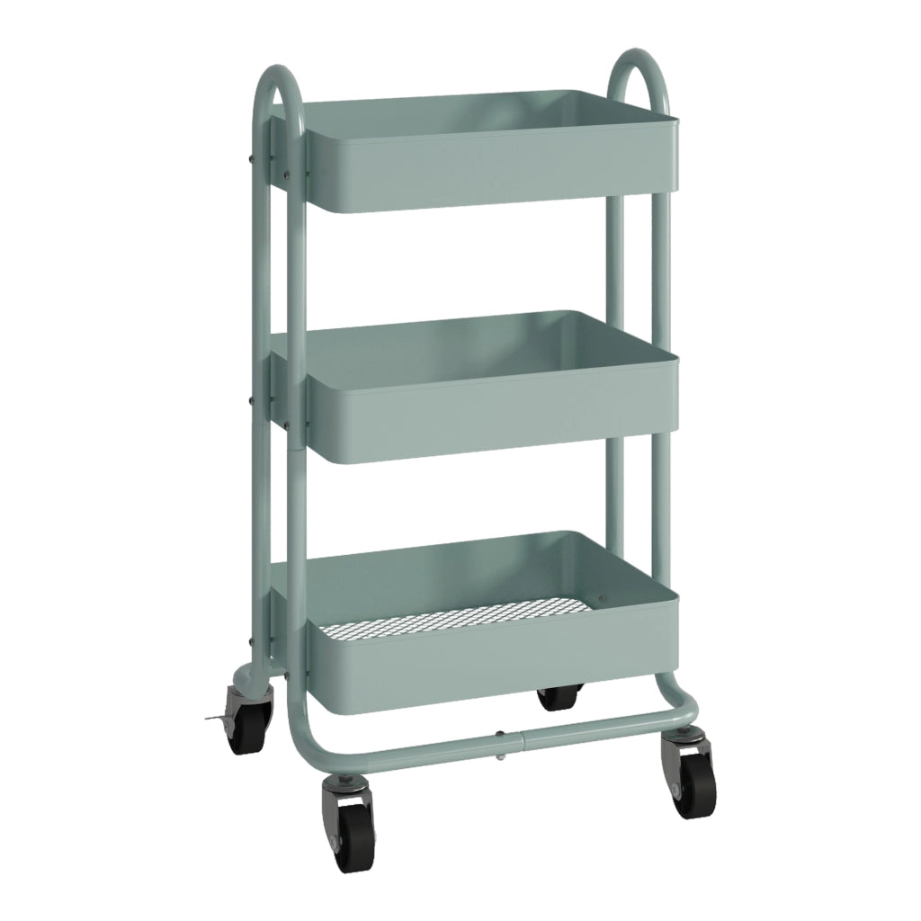 Carrello da Cucina 'Pyhäntä' in Acciaio con 3 Contenitori - Menta Verde [en.casa]