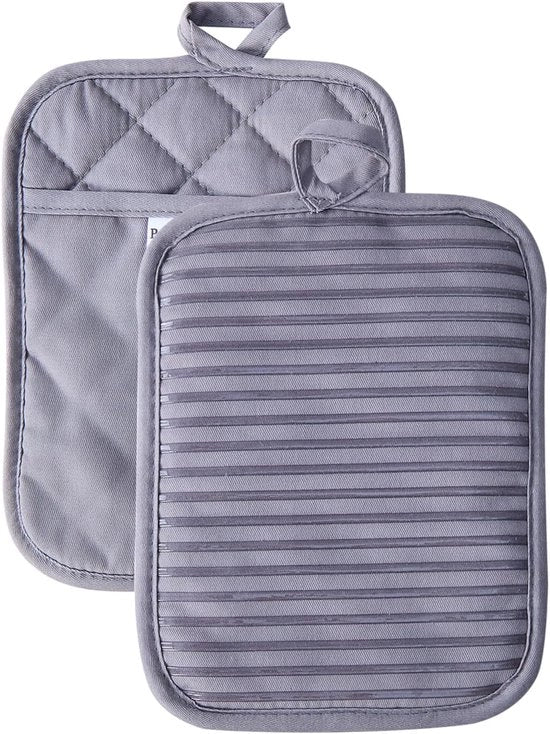 Set di protezione contro il calore per padelle - 2 pezzi - Grigio - Silicone - 7"x9