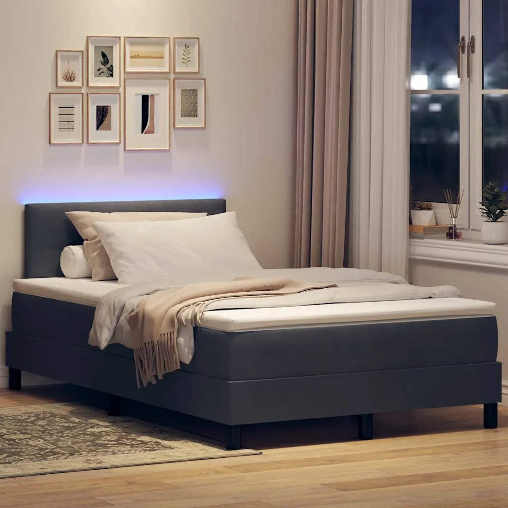 Letto a Sorgente LED con led Grigio scuro 120 x 200 cm Velluto