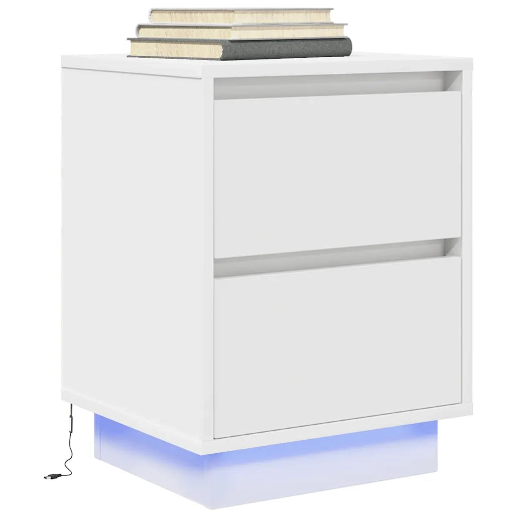 Comodino con Luci a LED Bianco 38x34x50 cm 861283