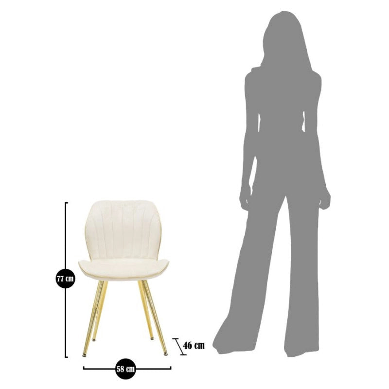 Sedia Paris Space Crema /gold Set 2 Pz cm 46x58x77
