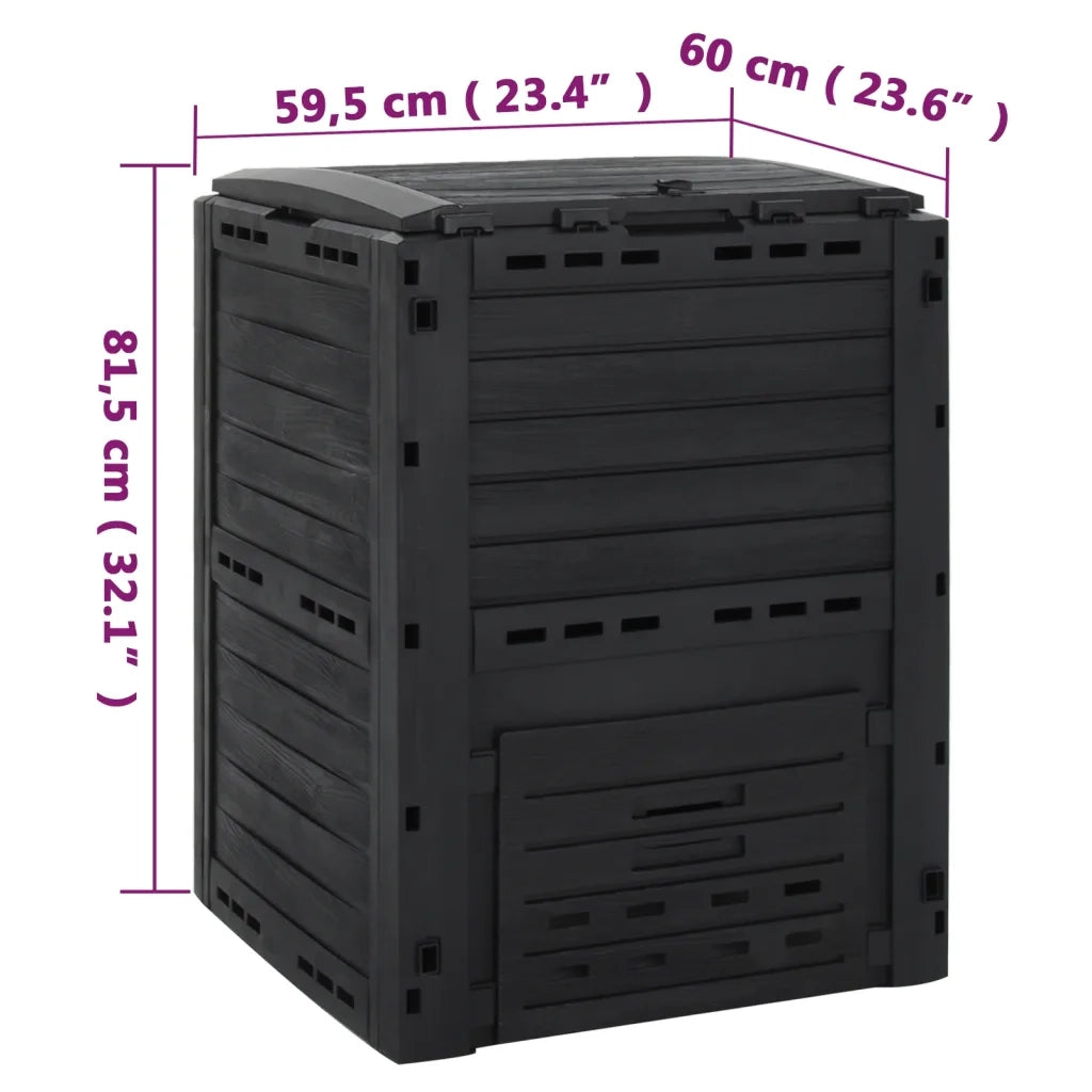 Compostiera da Giardino Nera 280 L in Polipropilene 152202