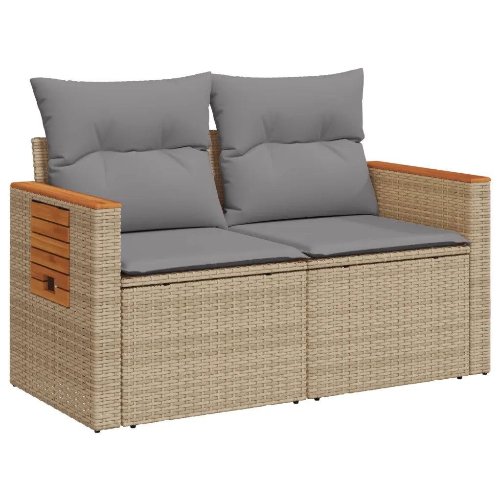 Divano da Giardino con Cuscini a 2 Posti Beige in Polyrattan 366098