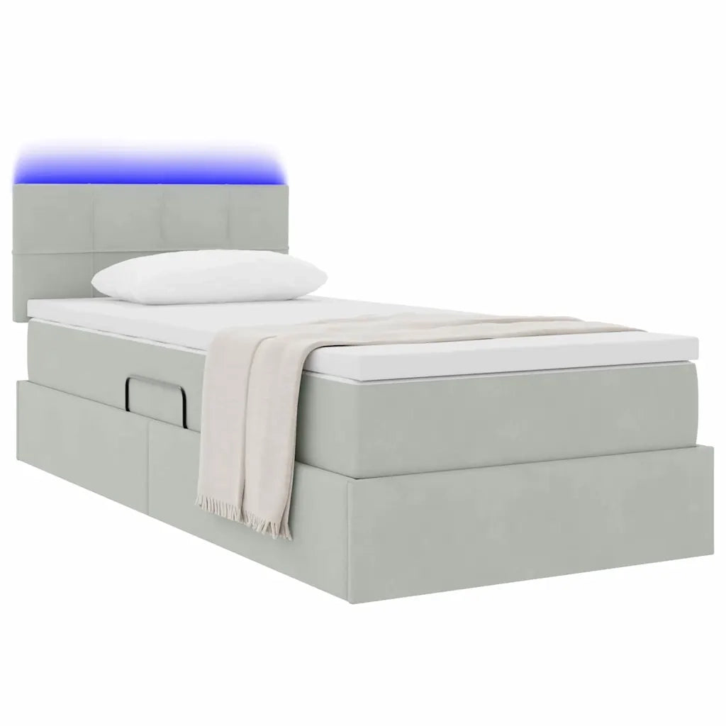 Letto con contenitore e LED Grigio chiaro 100 x 200 cm Velluto 3371373