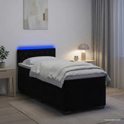 Letto con Box Spring, Materasso e LED Nero 90 x 190 cm Velluto 3452080