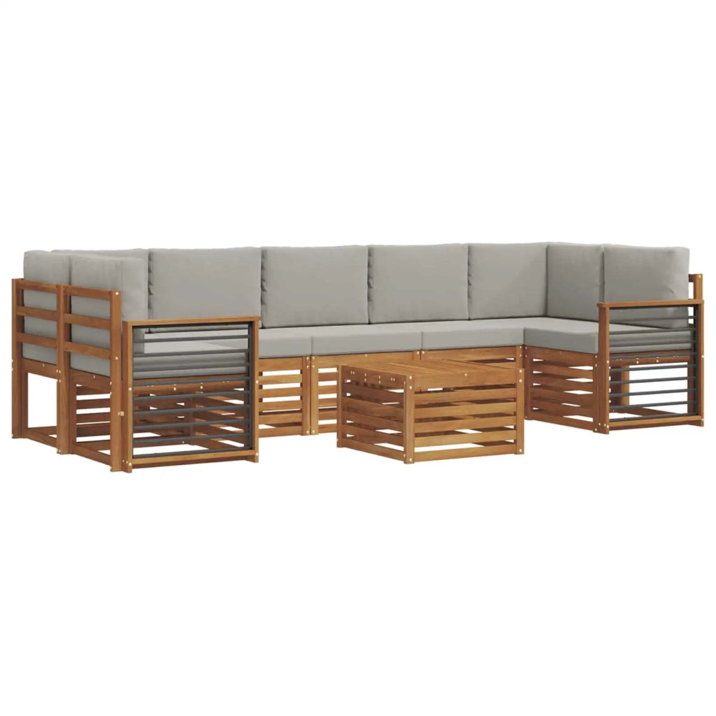 Set di divani da esterno 8 pcs Grigio Naturale e Chiaro 3374541