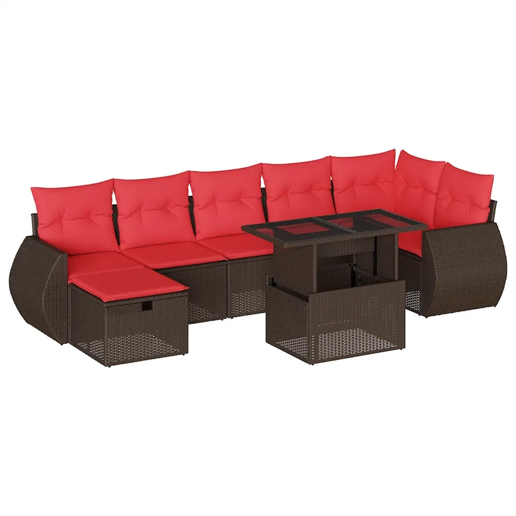 Set Divani da Giardino 8 pz con Cuscini Marrone in Polyrattan 3275154