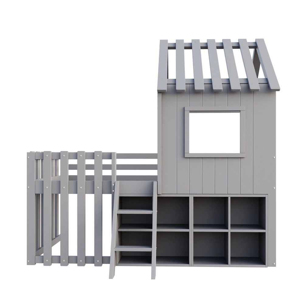 Letto casa bambini - Xylo - 90x200 cm legno grigio