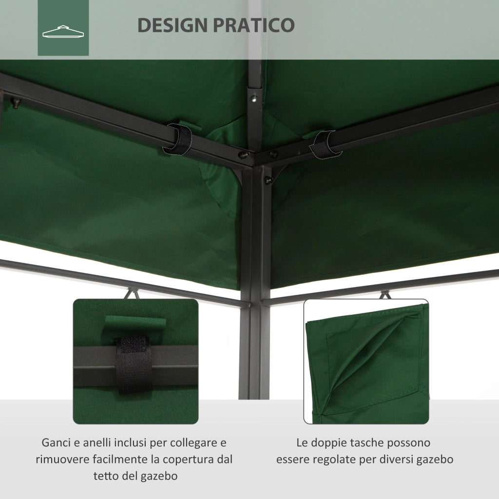 Gazebo 4x3 m 2 Livelli ¨C Minimal ¨C Verde Poliestere