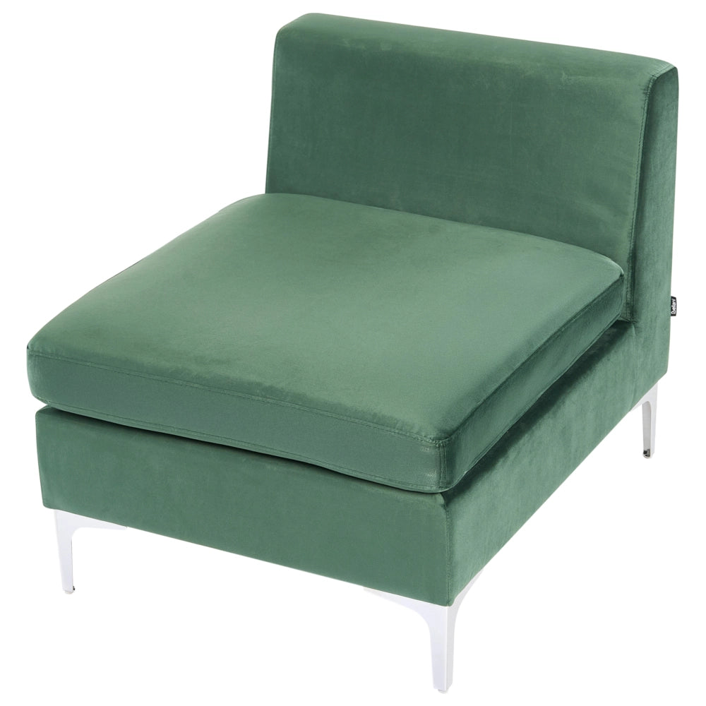 Modulo divano a 1 posto in velluto verde Gambe in metallo argento Stile glamour