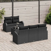 Set Divano da Giardino con archiviazione 6 pcs Nero polyrattan 3354592