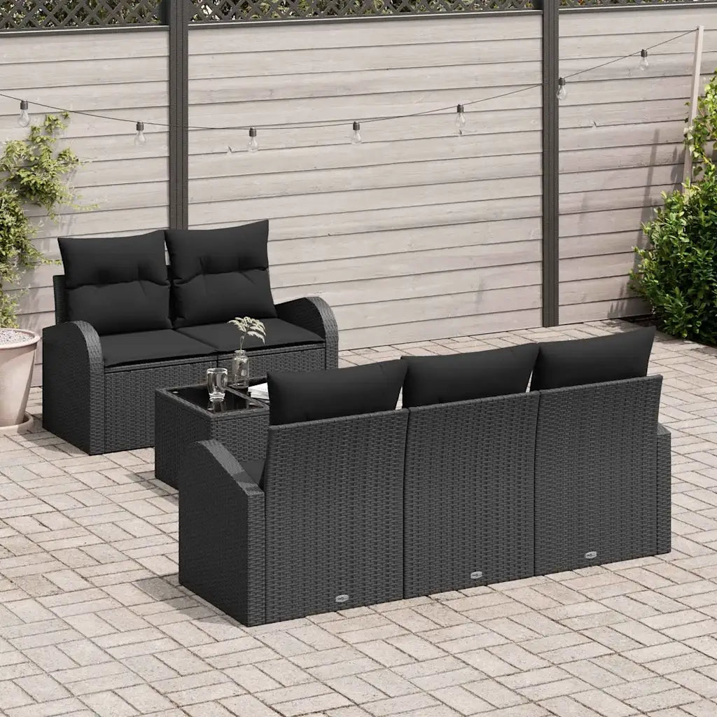 Set Divano da Giardino con archiviazione 6 pcs Nero polyrattan 3354592