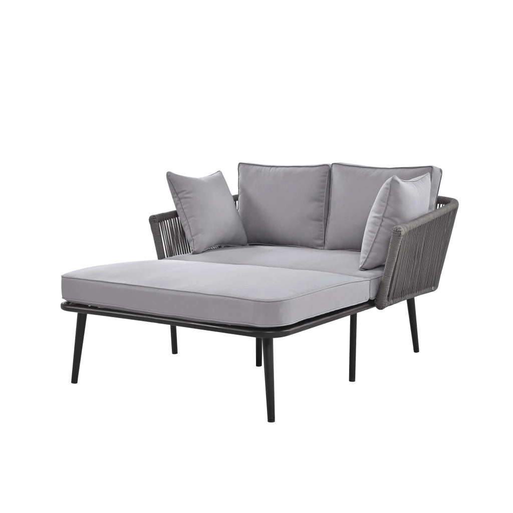Divano da giardino con 2 cuscini - Zephmum - Grigio, cuscini removibili e lavabili