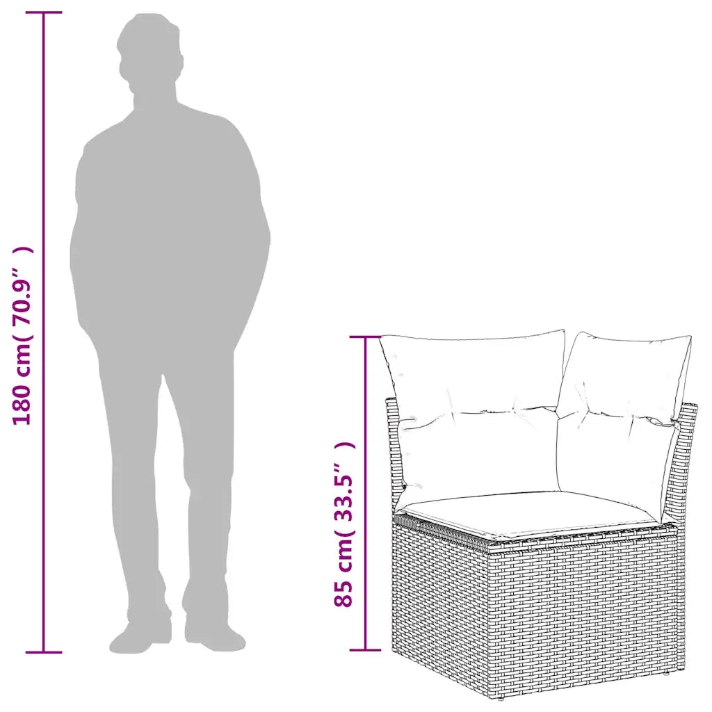 Divano Angolare da Giardino con Cuscini-Sofa da Giardino-Divanetto da esterno Beige in Polyrattan 689626