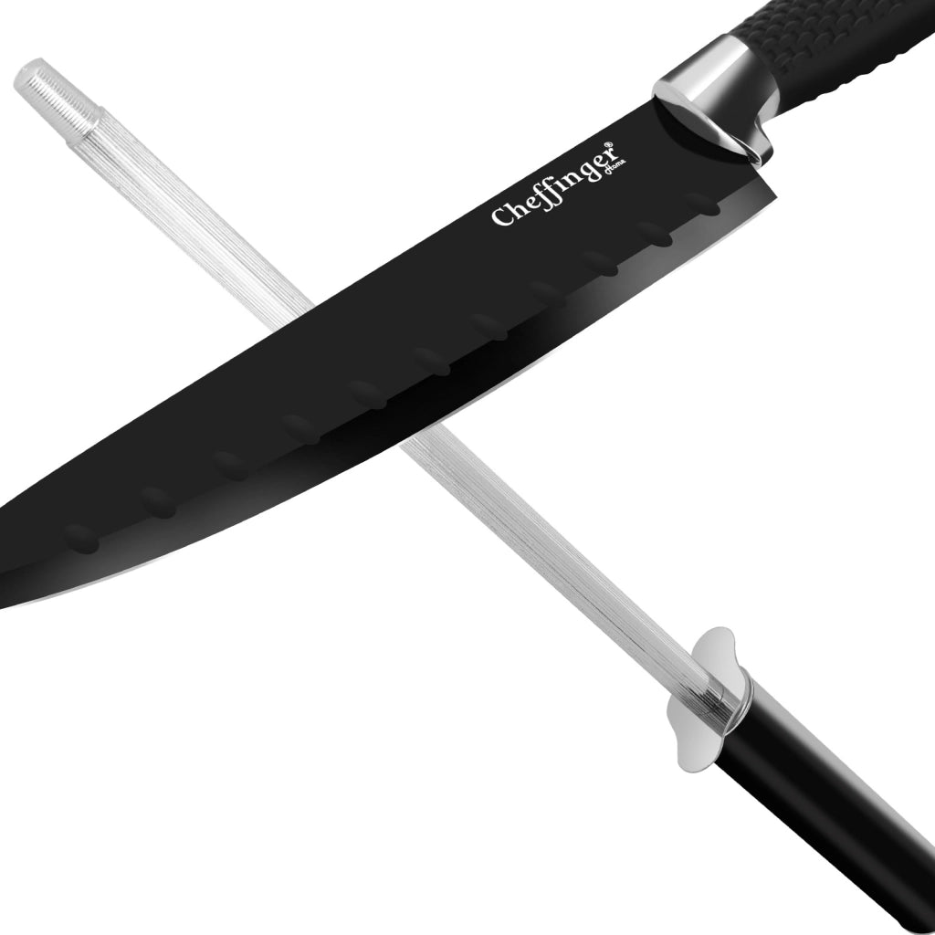 Set coltelli 7 pezzi leggeri e anticorrosione con supporto Nero / Argento Cheffinger