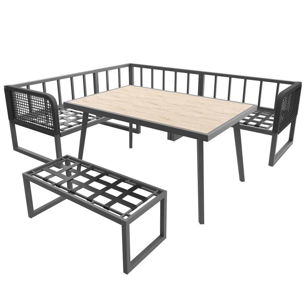 Set Divano da Giardino Polyrattan per 6-8 Posti con Cuscini ¨C MINIMAL ¨C Grigio