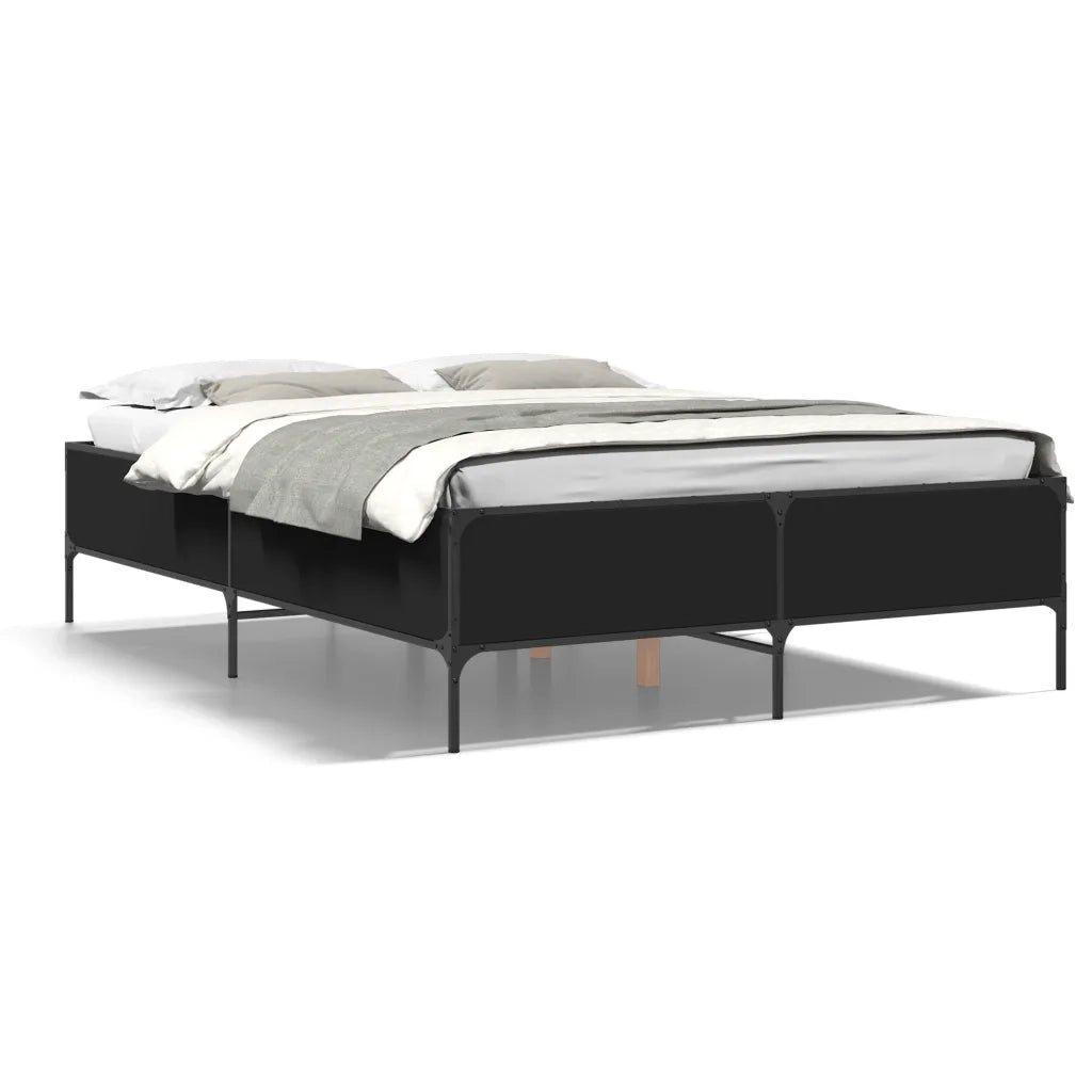 Giroletto-Struttura Letto Nero 135x190 cm in Legno Multistrato e Metallo 660962