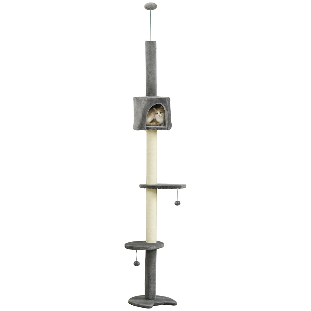 Albero tiragraffi per gatti con piattaforme e palo di sisal ¨C Minimal ¨C 255 cm grigio chiaro