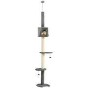 Albero tiragraffi per gatti con piattaforme e palo di sisal ¨C Minimal ¨C 255 cm grigio chiaro