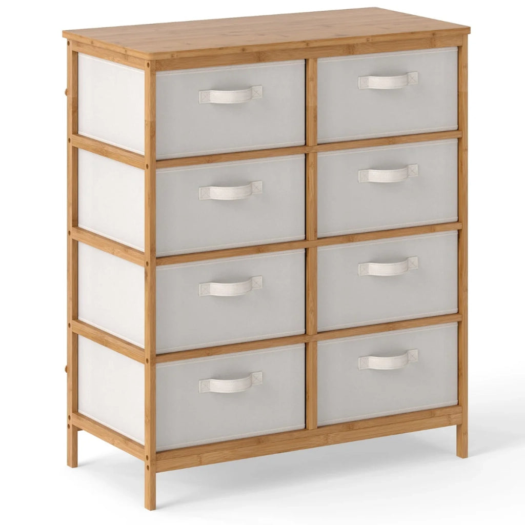 Cassettiera a 8 cassetti 80 x 40 x 94 cm capiente design rustico bambù beige 20_0018125