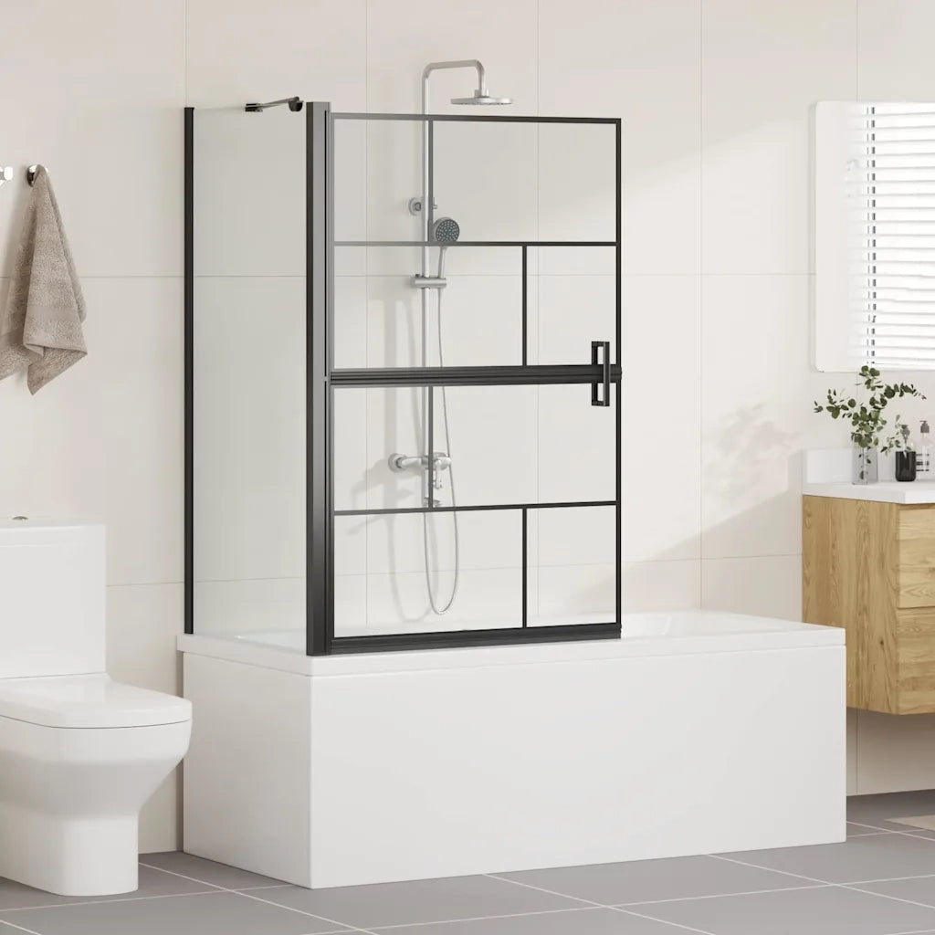 Schermo per Bagno e Doccia Nero e trasparente 116 x 68 x 128 cm
