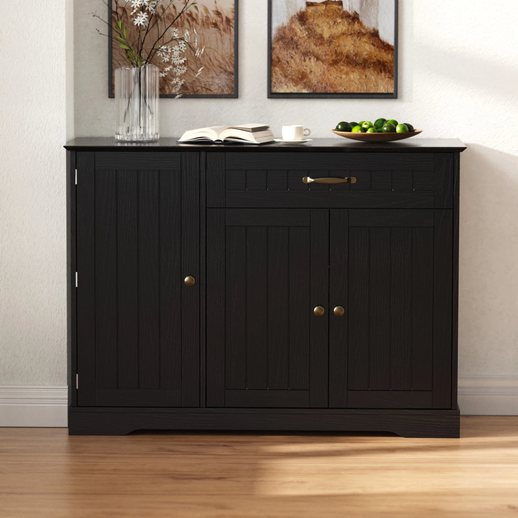 Credenza con 3 Ante e Cassetto ¨C MINIMAL ¨C Nero