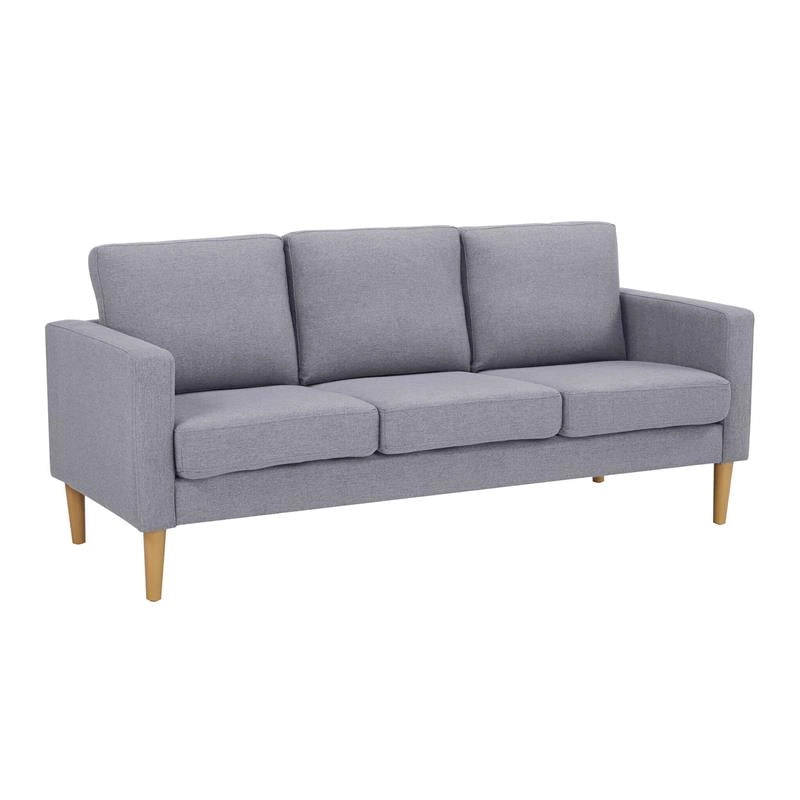 DIVANO A 3 POSTI CON GAMBE IN LEGNO GRIGIO CHIARO 177X73X82CM