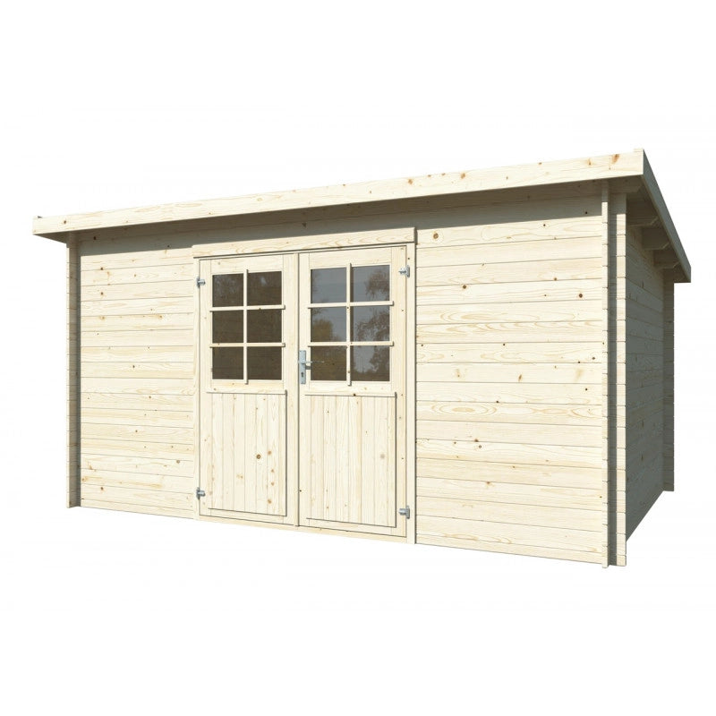 Casetta da giardino in legno 406x292 cm pareti 28 mm con porta doppia e tetto impermeabilizzato 10,4 m²  Esterni da Vivere Nora B
