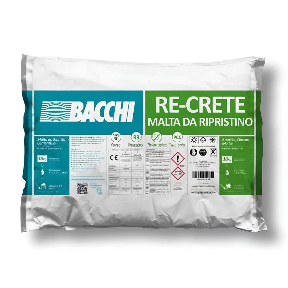 Bacchi re-crete malta cementizia tixotropica fibrorinforzata antiritiro 18 kg