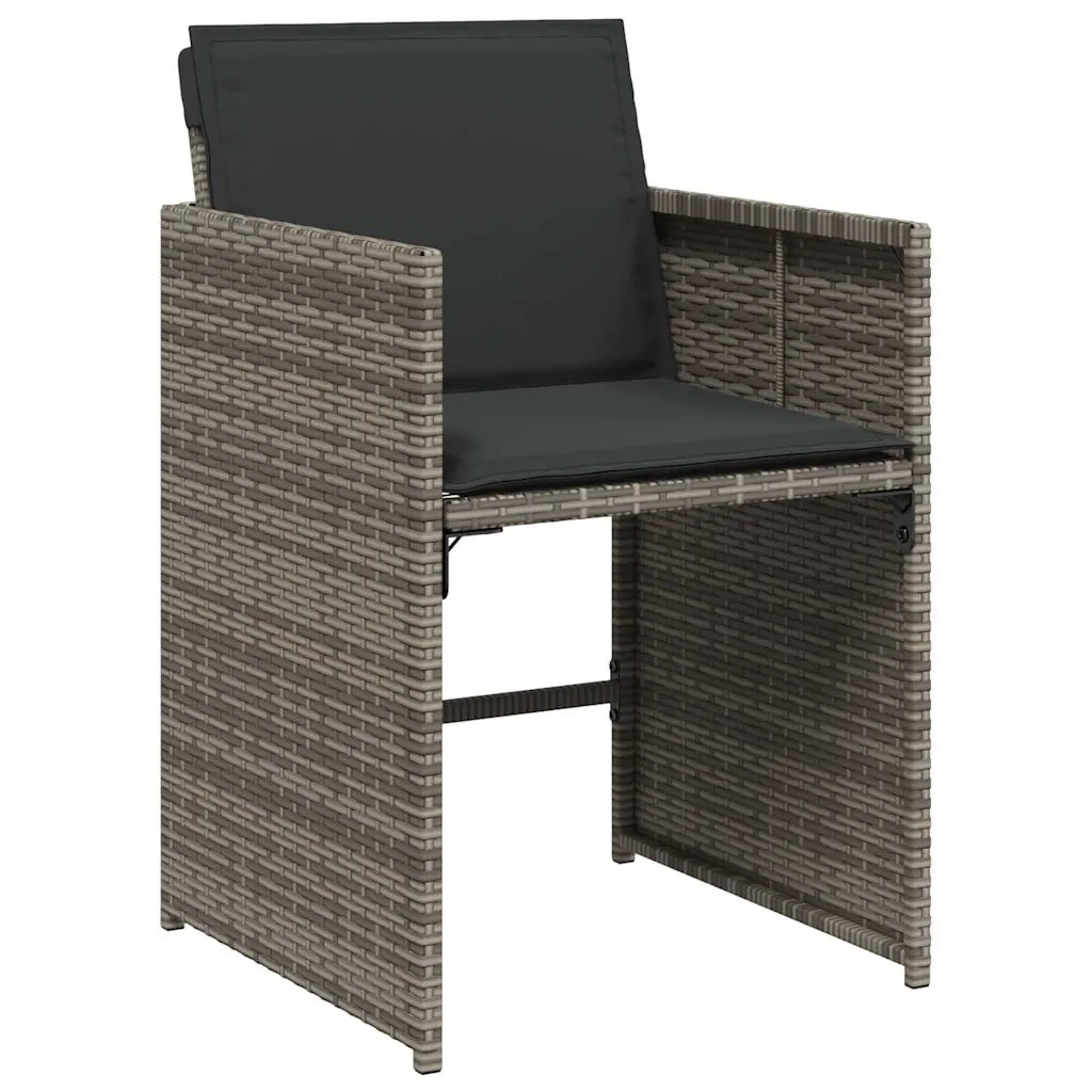 Set da Pranzo da Giardino 15 pz con Cuscini Grigio Polyrattan 3211178
