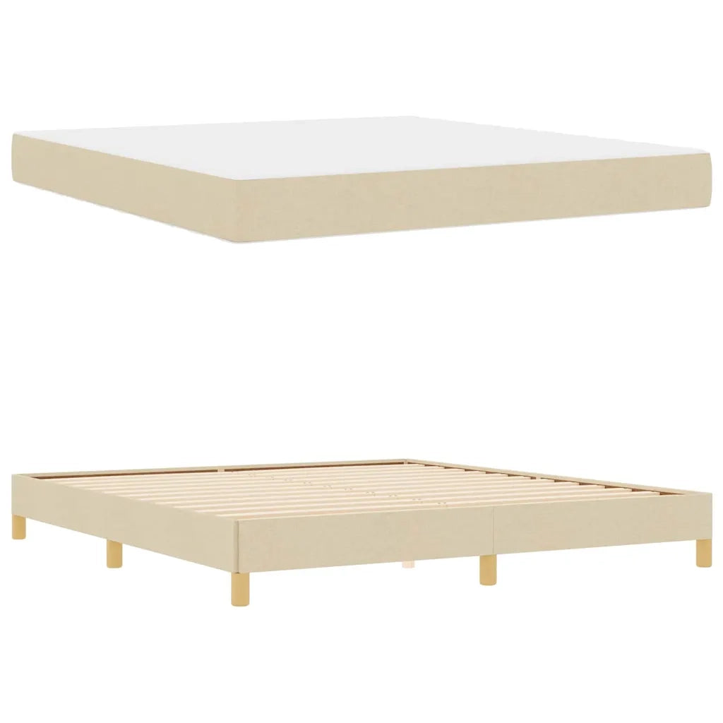 Letto a molle con materasso Crema 180 x 200 cm Tessuto