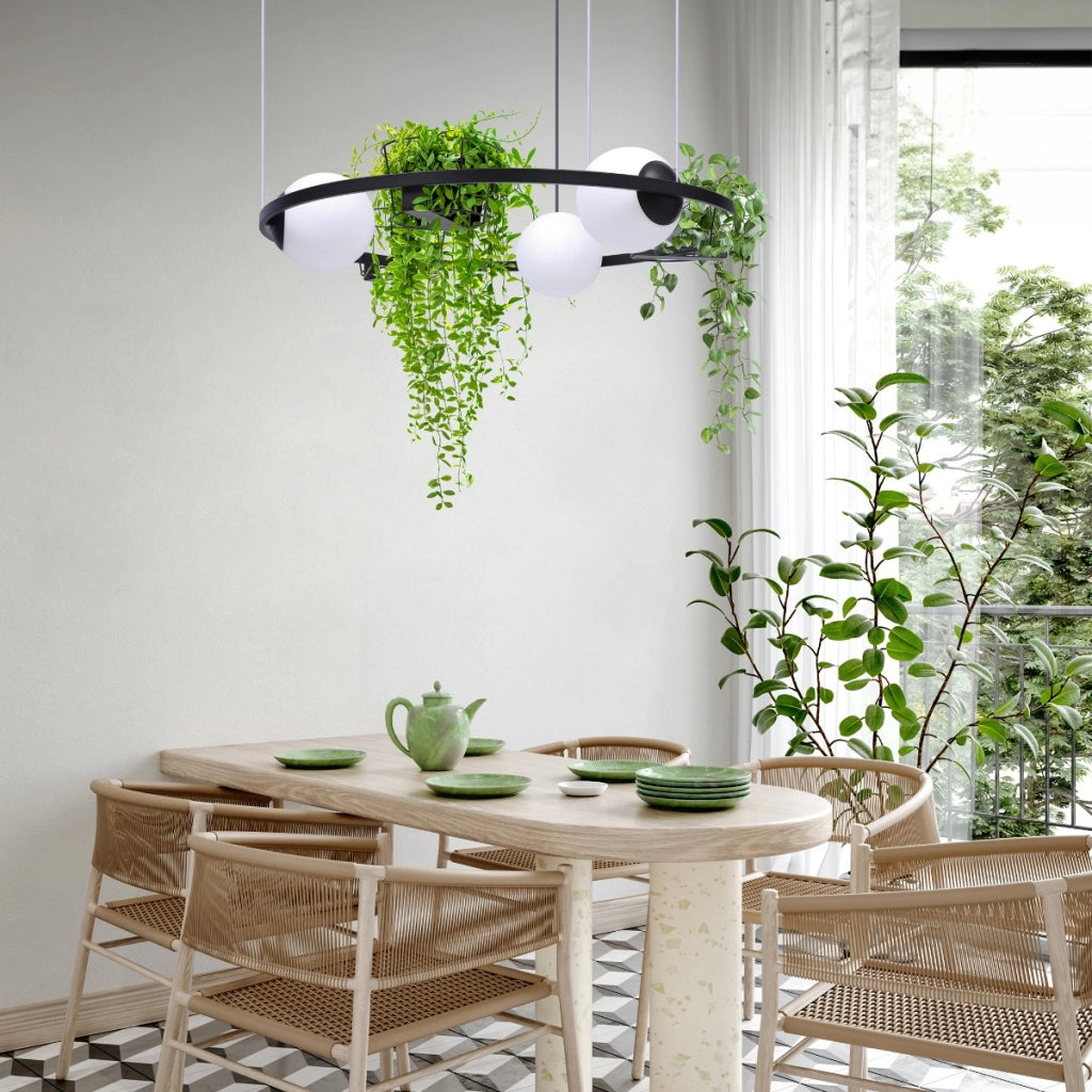Lampada a sospensione Zuma Line PLANT 3xE27 nero/bianco