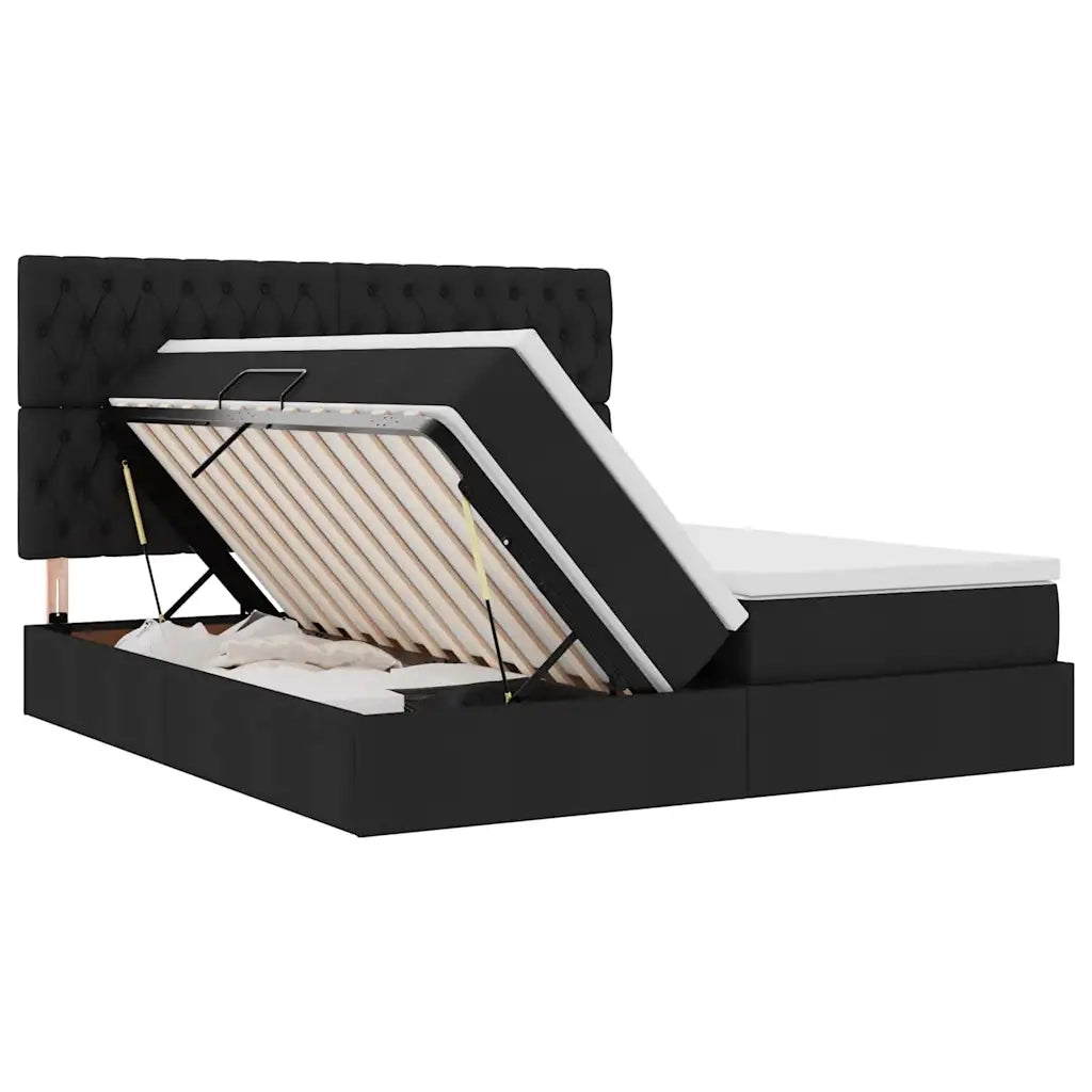Letto con Contenitore Nero 200 x 200 cm Pelle Sintetica 3372217