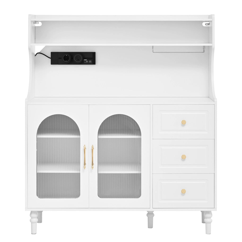 Buffet Alto da Cucina con Cassetti e Prese Elettriche ¨C MINIMAL ¨C Bianco