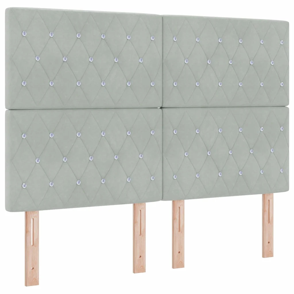 Letto a Sorgente LED Grigio chiaro 140 x 200 cm Tessuto