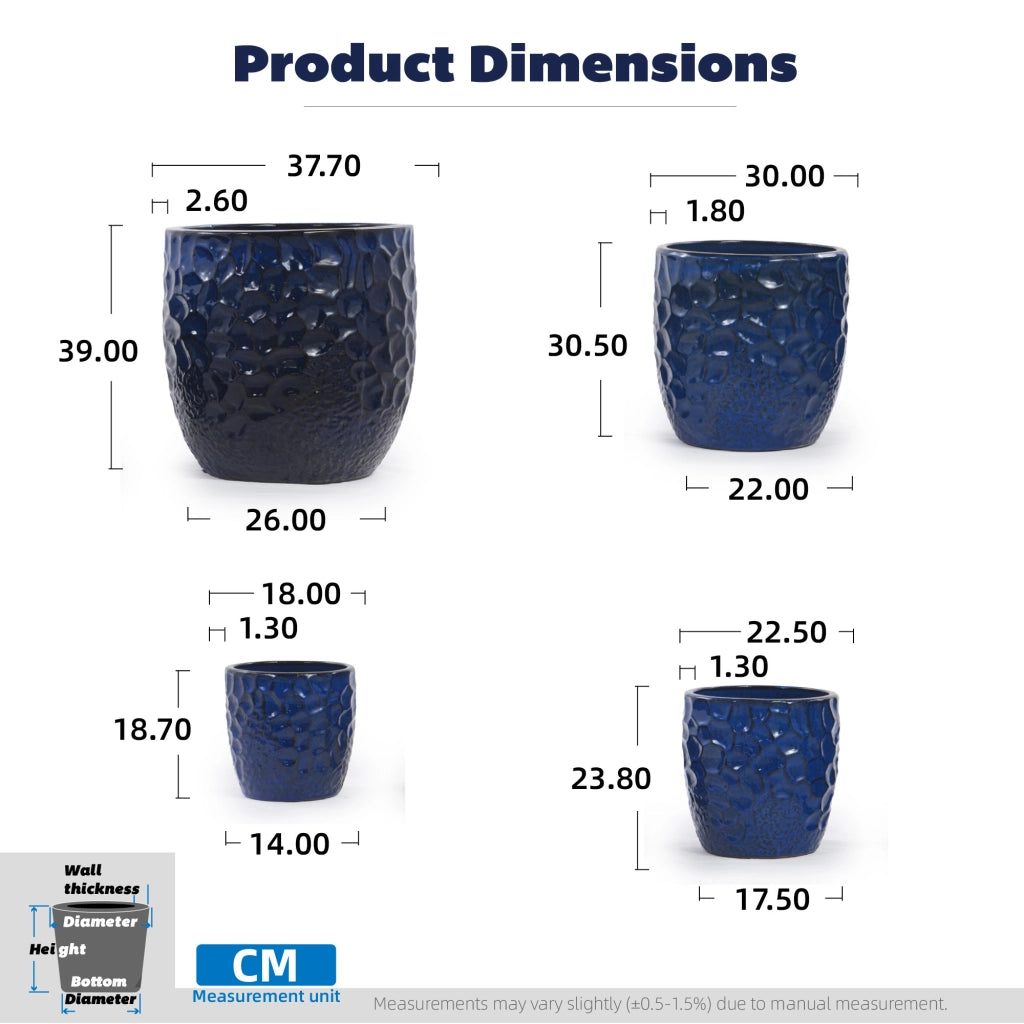 VASO DA FIORI Ø 38 cm in ceramica blu navy