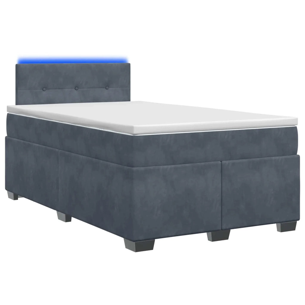 Letto con Box Spring, Materasso e LED Grigio Scuro 120 x 190 cm 3452139